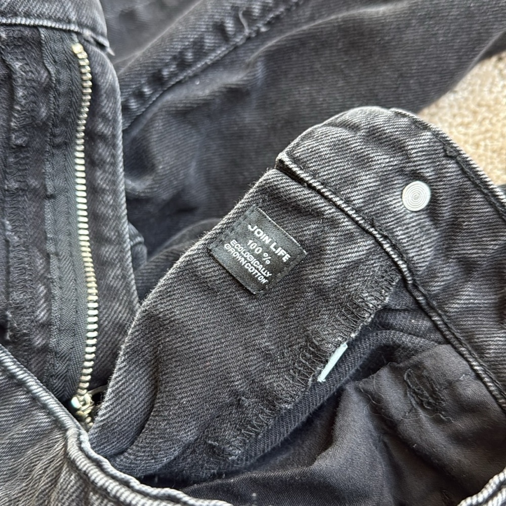 Zara Wide-Leg Cropped Black Denim Jeans - Picture 6 of 7